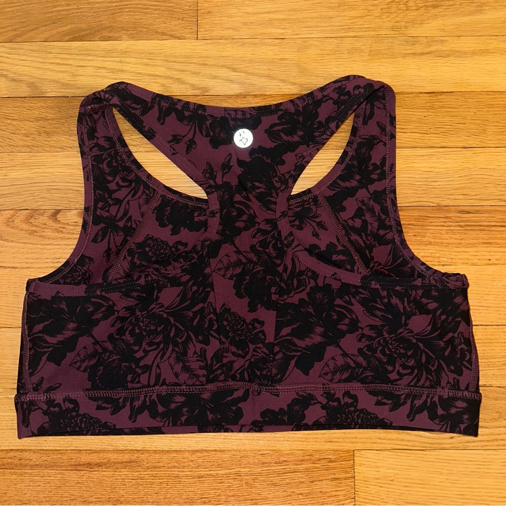 Torrid Active Maroon & Black Floral Sports Bra - Picture 2 of 3
